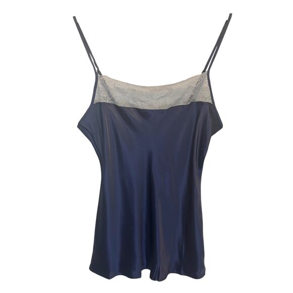 Julianna Rae Navy Silk Lace Trim Cami - size Medium - Picture 1 of 4